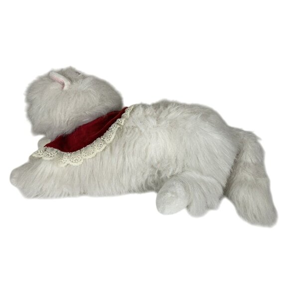 Vintage 1989 Commonwealth Persian White Fluffy Kitty Cat Plush Blue Eyes 18in - Picture 2 of 8